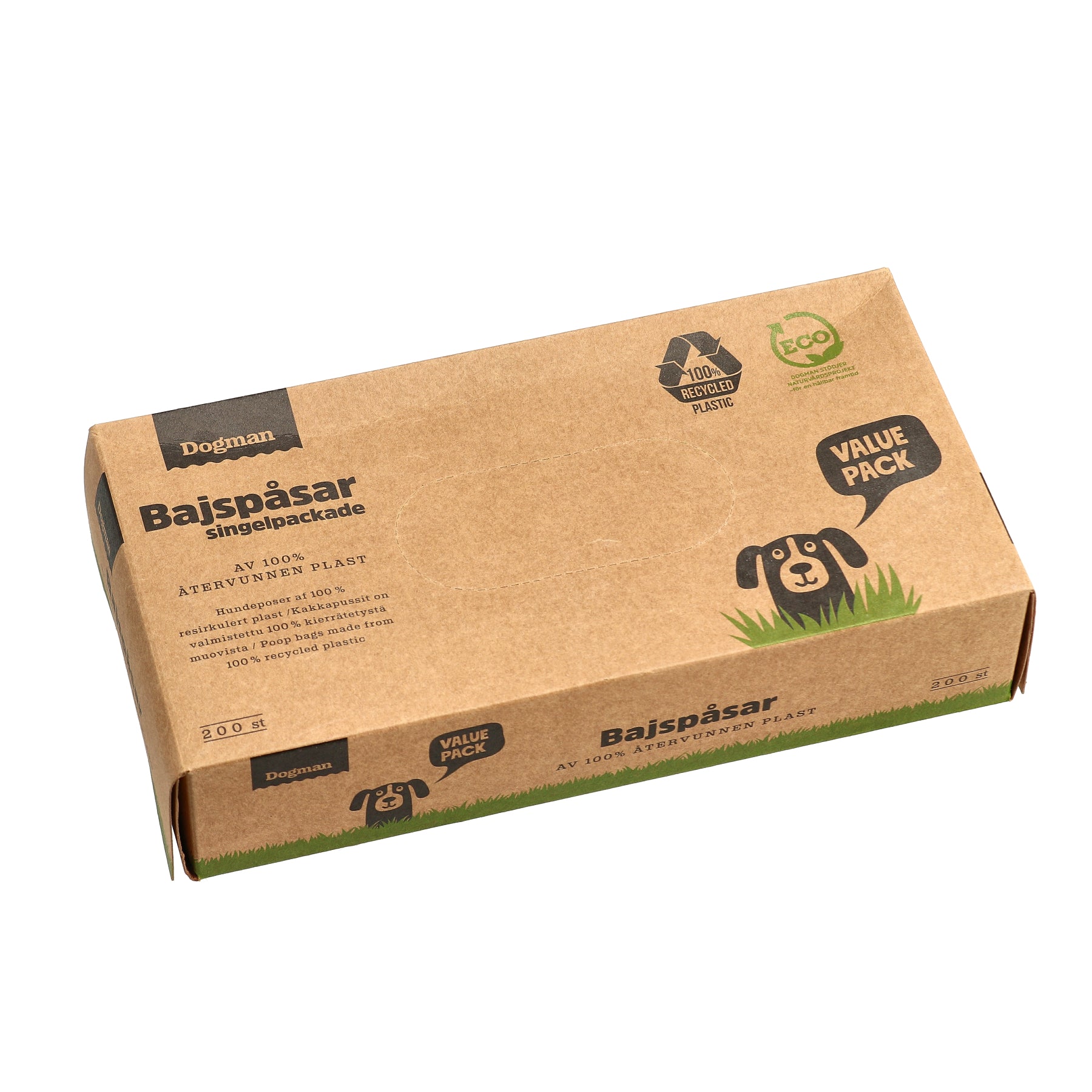 Bajspåsar av 100% återvunnen plast 200p